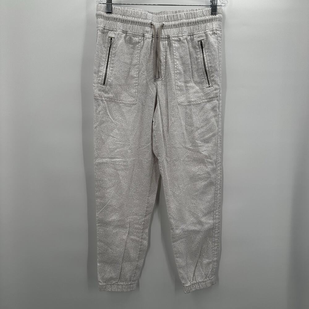 Athleta Jogger Womens 8 Beige Cabo Linen Jogger Micro Cheetah Tapered